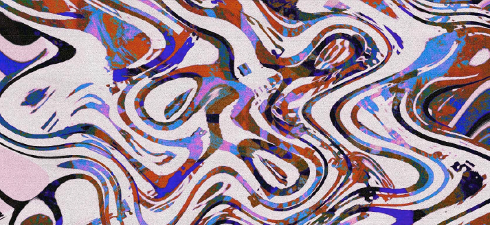 digital art print with swirling colors of reds, purples, and blues